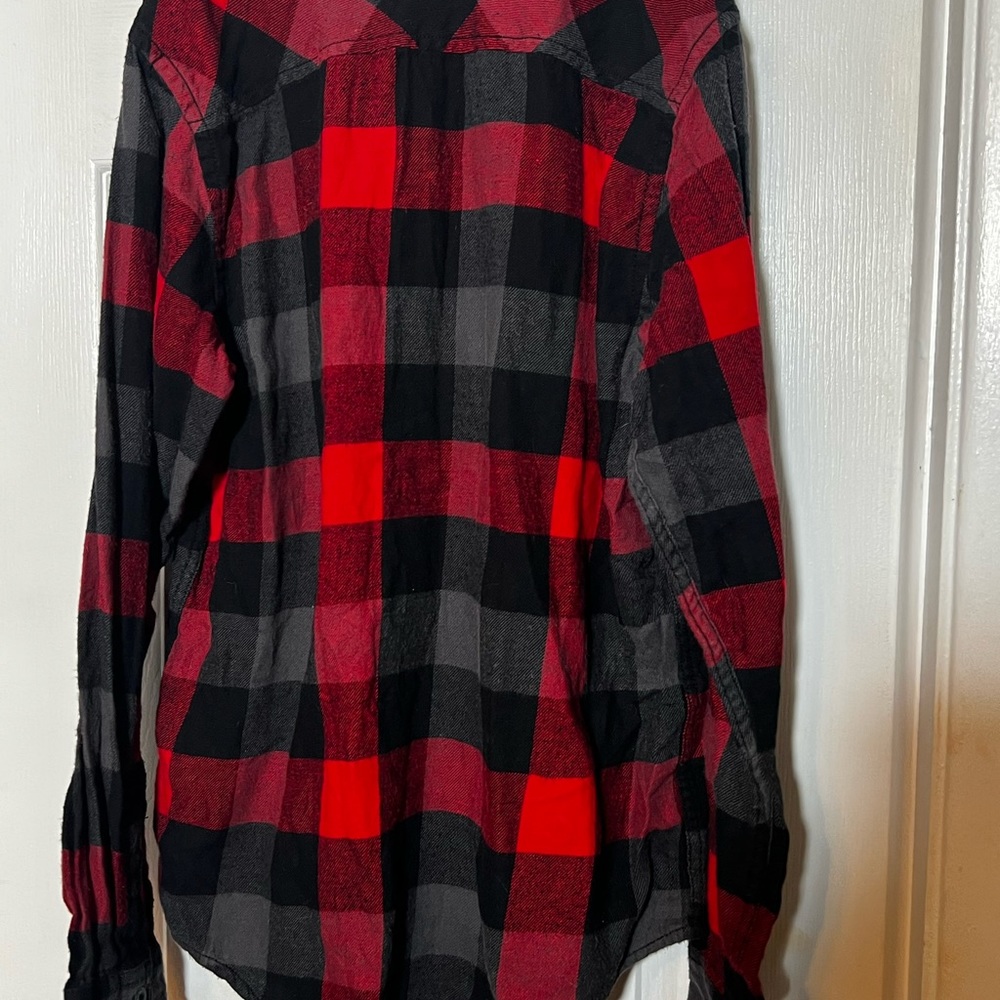 Tony Hawk Flannel Shirt Red/Black/Gray Plaid Long Sleeve Button Down - Picture 3 of 7